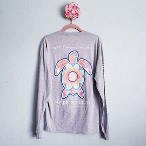 Simply Southern Colorful Turtle Gray Long Sleeve Tee